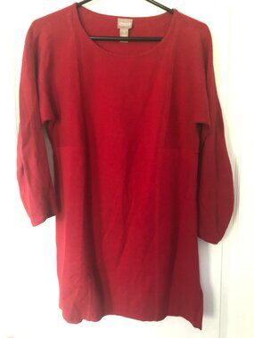 Chico's Tunic Sweater Women 1 (US 8/M) Red Long Sleeve Side Hem